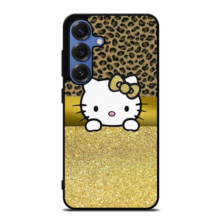 HELLO KITTY GOLD GLITTER LEOPARD Samsung Galaxy S25 Case Cover