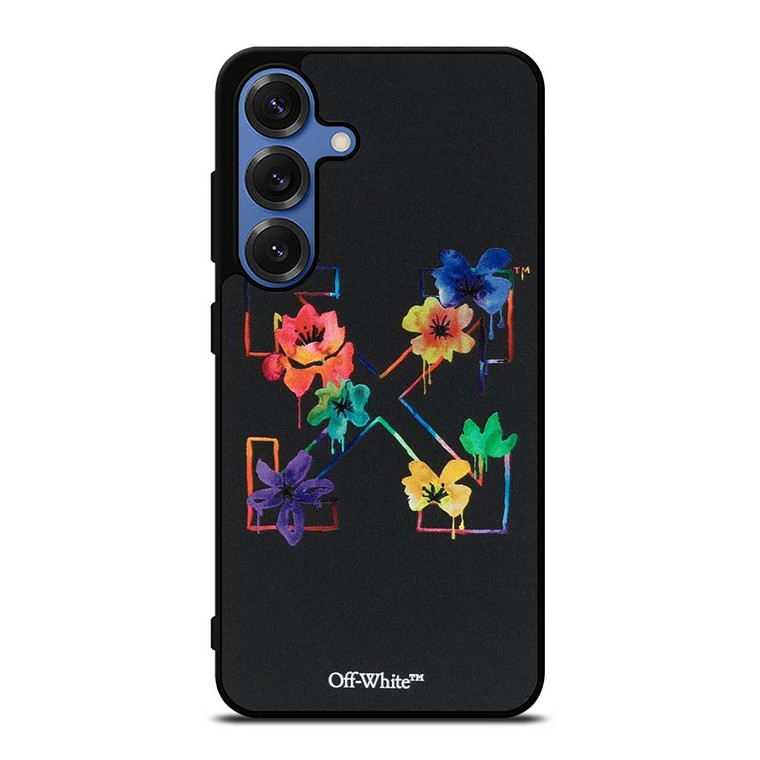 OFF WHITE COLORFUL FLOWER Samsung Galaxy S25 Case Cover