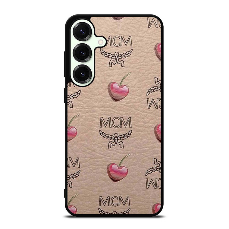MCM LOVE CHERRIES BROWN LEATHER Samsung Galaxy S25 Plus Case Cover