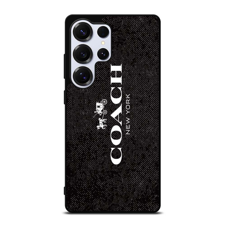 COACH NEW YORK LOGO ON BLACK FABRIC Samsung Galaxy S25 Ultra Case Cover