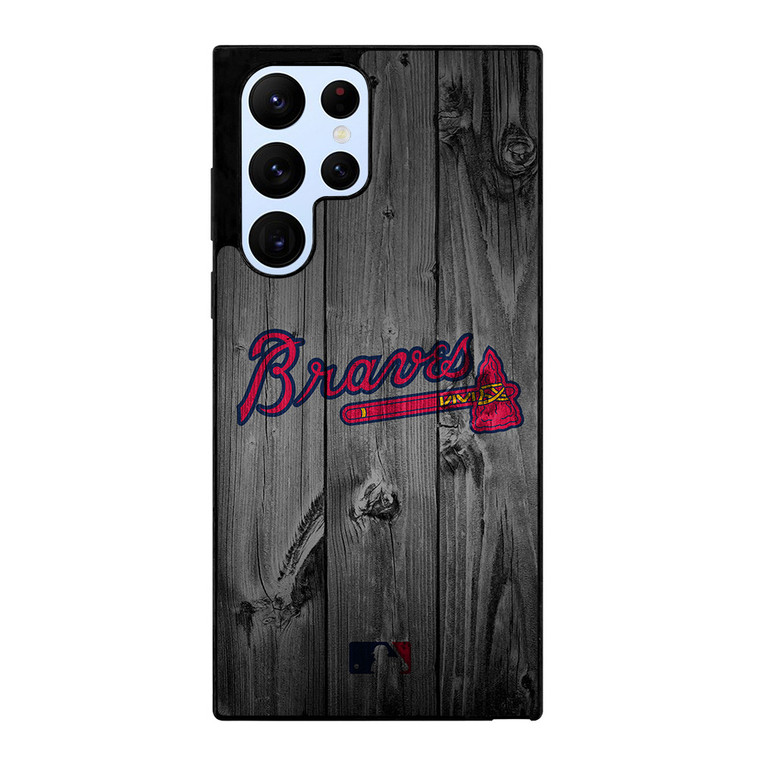 ATLANTA BRAVES BASEBALL MLB WOOD LOGO Samsung Galaxy S22 Ultra Case Cover