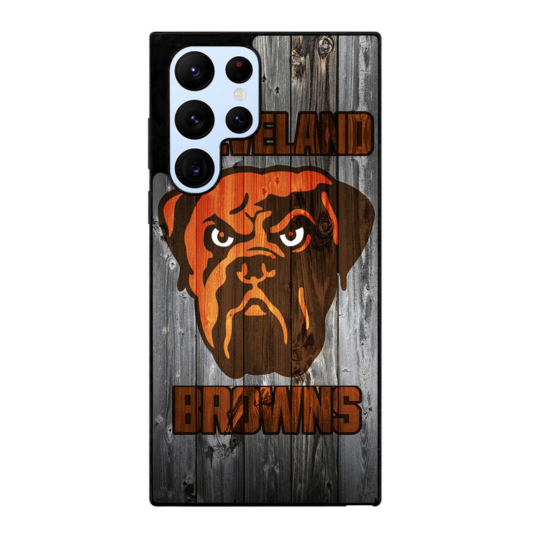 CLEVELAND BROWNS NFL FOOTBALL WOODEN LOGO Samsung Galaxy S22 Ultra Case Cover