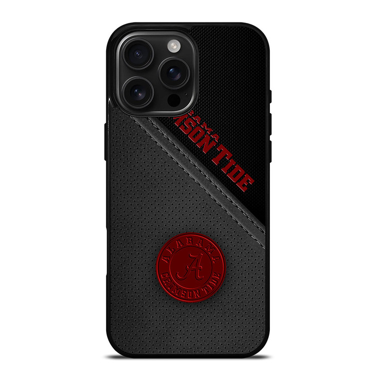 ALABAMA CRIMSON TIDE LEATHER iPhone 16 Pro Max Case Cover