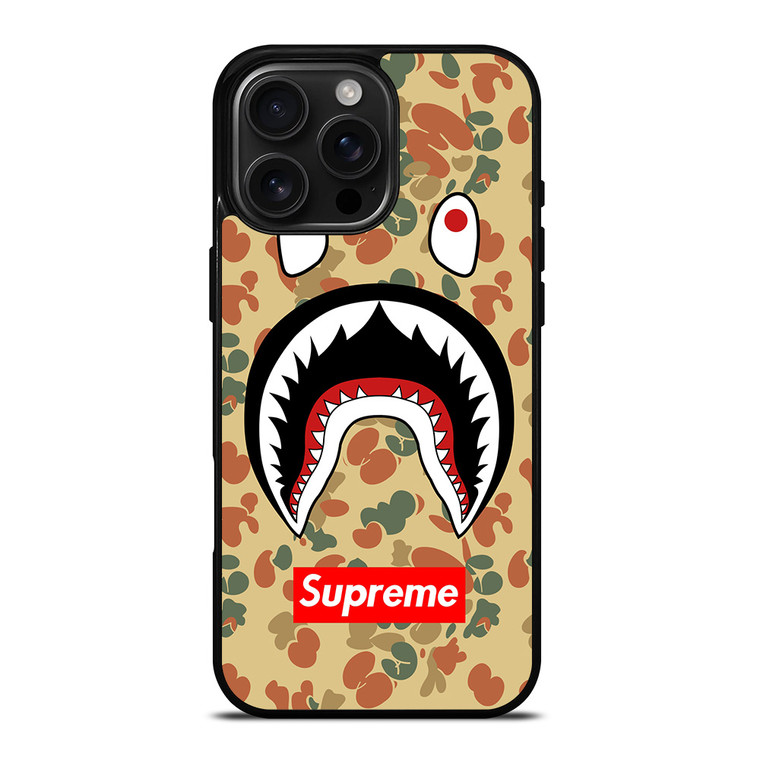 BAPE CAMO SHARK SUPREME iPhone 16 Pro Max Case Cover