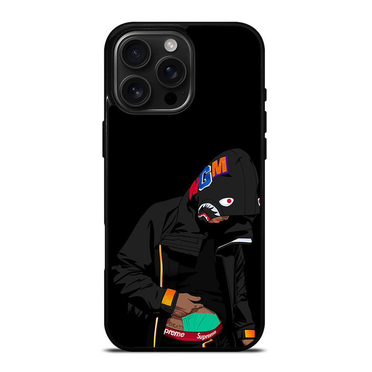 BAPE SHARK X SUPREME MEN BLACK iPhone 16 Pro Max Case Cover