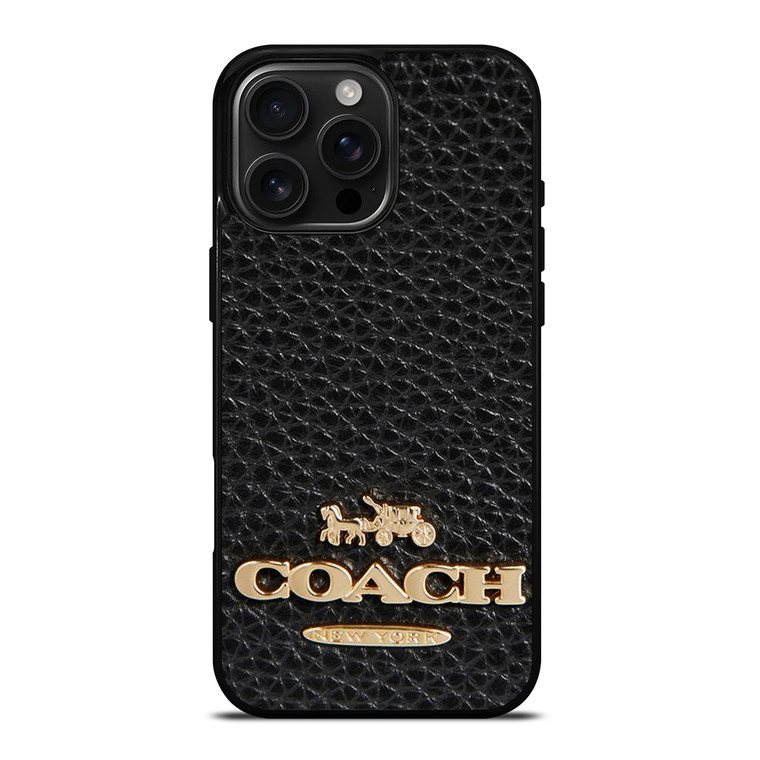 COACH NEW YORK BLACK LEATHER 2 iPhone 16 Pro Max Case Cover