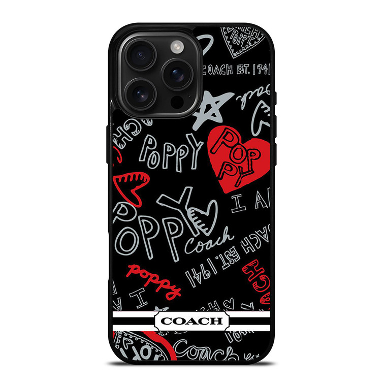 COACH NEW YORK POPPY BLACK iPhone 16 Pro Max Case Cover
