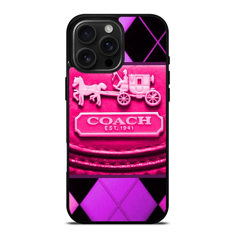 COACH NEW YORK PURPLE PINK LOGO iPhone 16 Pro Max Case Cover