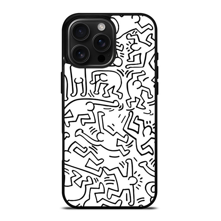 KEITH HARING BLACK WHITE iPhone 16 Pro Max Case Cover