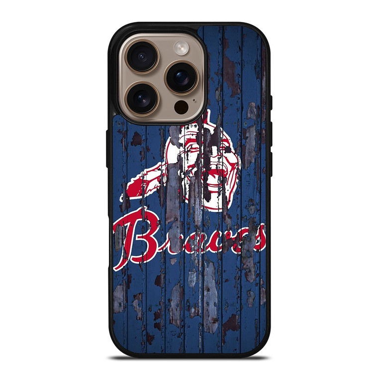 ATLANTA BRAVES RUSTY WOOD iPhone 16 Pro Case Cover