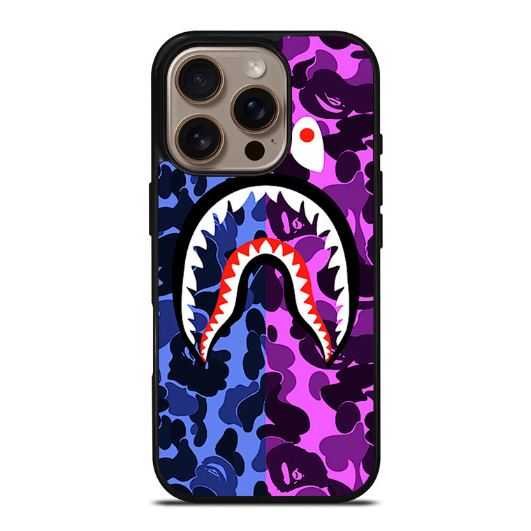 BAPE CAMO LOGO BLUE PURPLE iPhone 16 Pro Case Cover