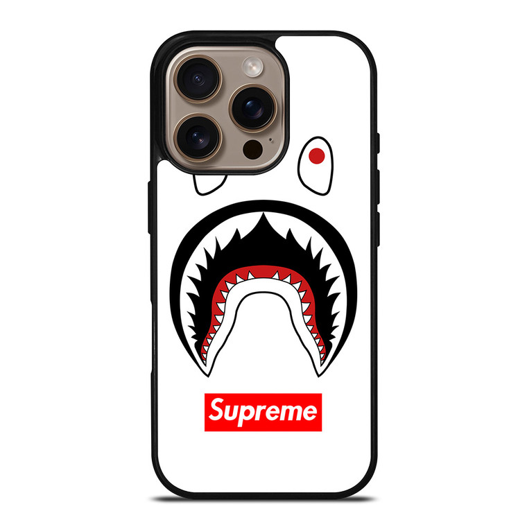 BAPE CAMO SHARK SUPREME WHITE iPhone 16 Pro Case Cover