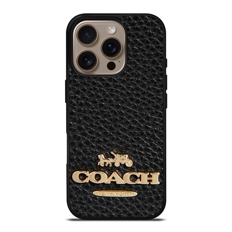COACH NEW YORK BLACK LEATHER 2 iPhone 16 Pro Case Cover