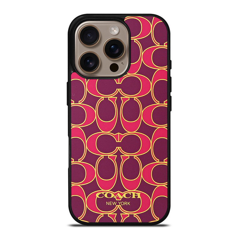 COACH NEW YORK PINK GOLD iPhone 16 Pro Case Cover