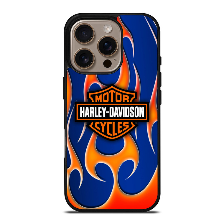 HARLEY DAVIDSON BLUE FLAME LOGO iPhone 16 Pro Case Cover