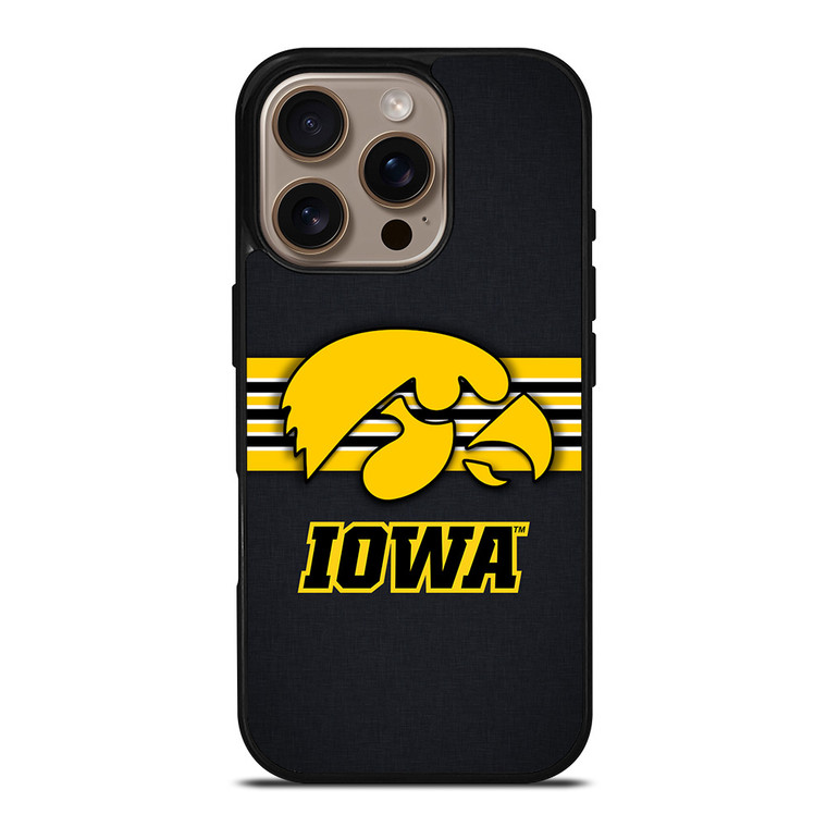 IOWA HAWKEYES STRIPE LOGO iPhone 16 Pro Case Cover