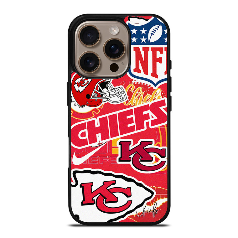 KANSAS CITY CHIEFS NFL STICKER BOMB iPhone 16 Pro Case Cover