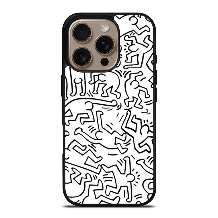 KEITH HARING BLACK WHITE iPhone 16 Pro Case Cover