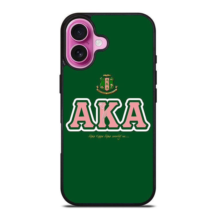 AKA PINK AND GREEN SIMPLE LOGO iPhone 16 Plus Case Cover
