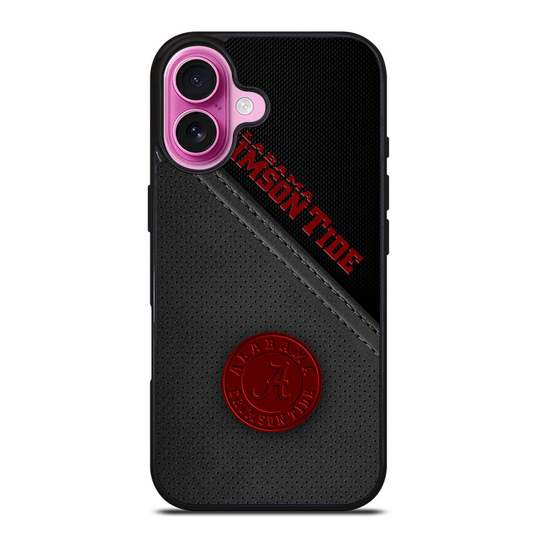 ALABAMA CRIMSON TIDE LEATHER iPhone 16 Plus Case Cover