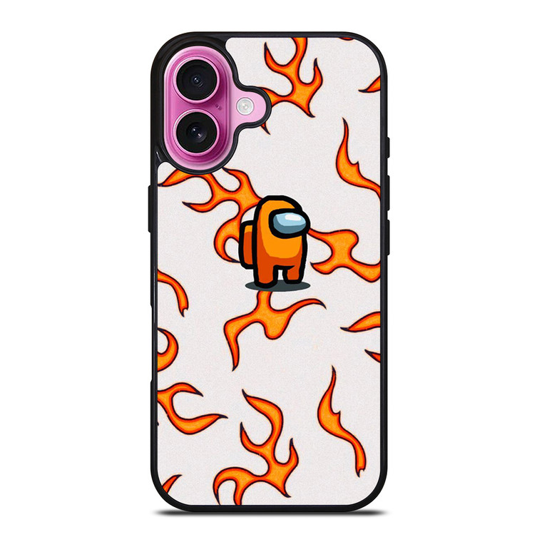 AMONG US ORANGE FLAMES iPhone 16 Plus Case Cover AMONG US ORANGE FLAMES iPhone 16 Plus Case Cover