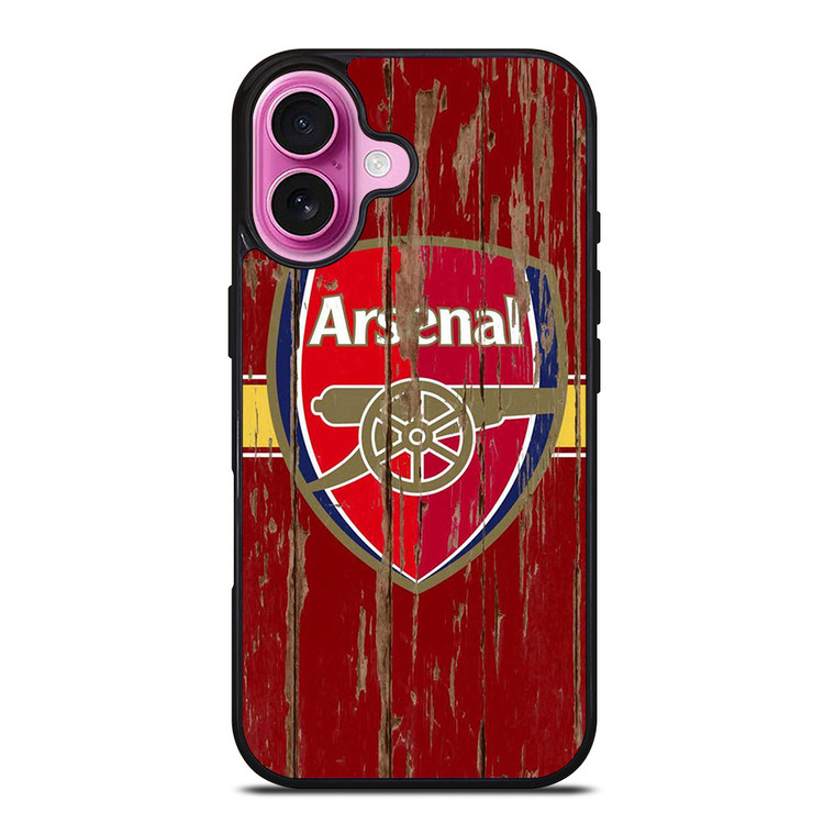 ARSENAL FC WOODEN LOGO iPhone 16 Plus Case Cover