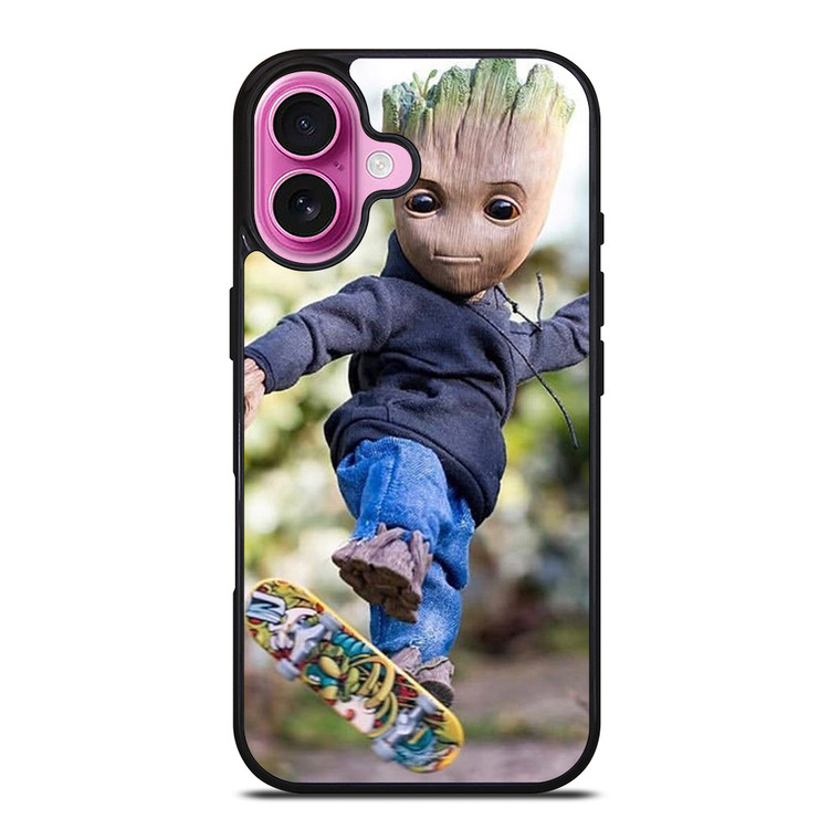 BABY GROOT SKATEBOARD iPhone 16 Plus Case Cover