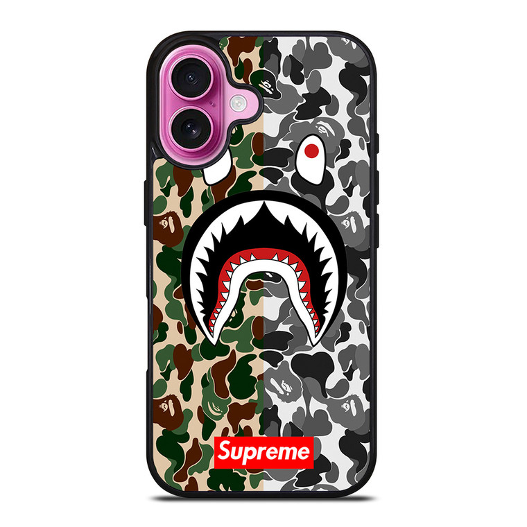 BAPE SHARK SUPREME CAMO 2 iPhone 16 Plus Case Cover