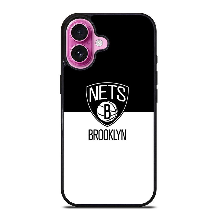 BROOKLYN NETS NBA BLACK WHITE iPhone 16 Plus Case Cover