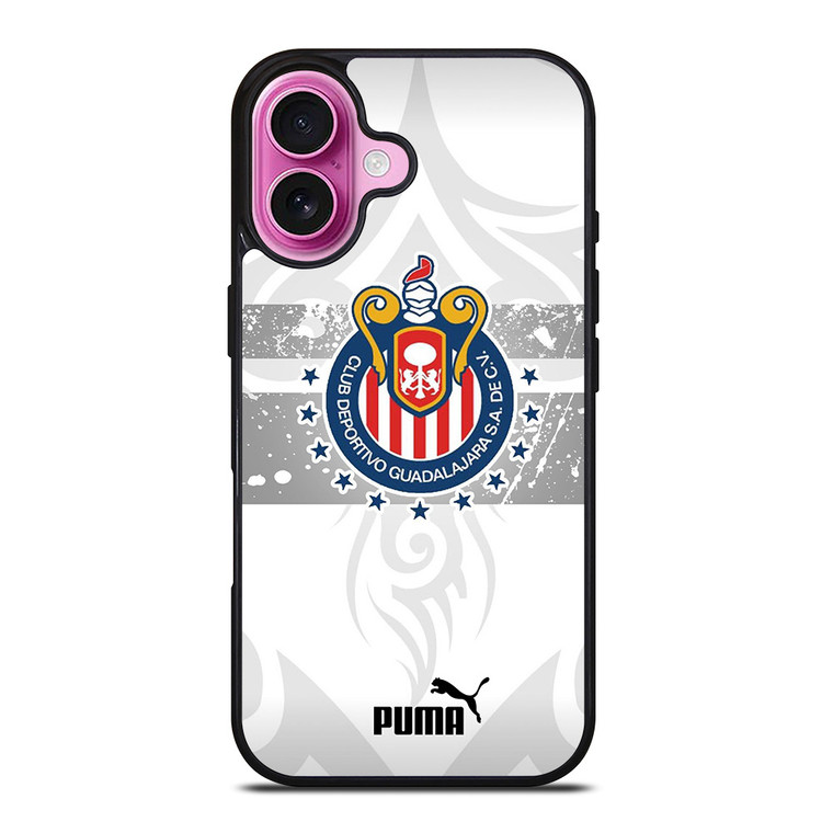 CLUB DEPORTIVO GUADALAJARA PUMA WHITE iPhone 16 Plus Case Cover