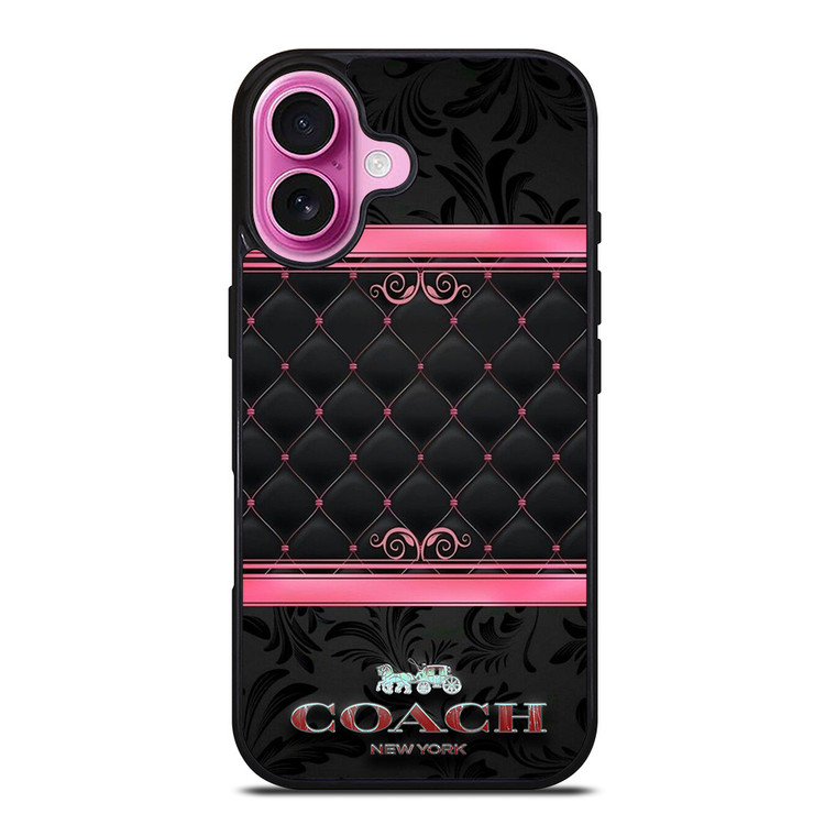 COACH NEW YORK PINK BLACK iPhone 16 Plus Case Cover