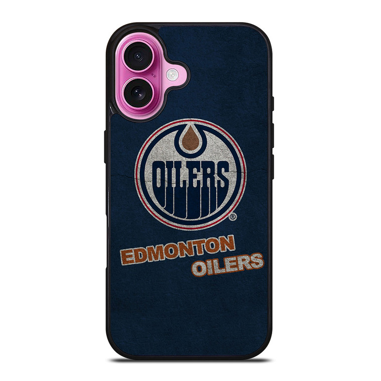 EDMONTON OILERS LOGO BLUE SUEDE iPhone 16 Plus Case Cover