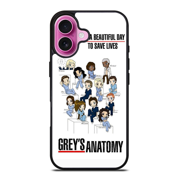 GREY'S ANATOMY ALL CARTOON iPhone 16 Plus Case Cover