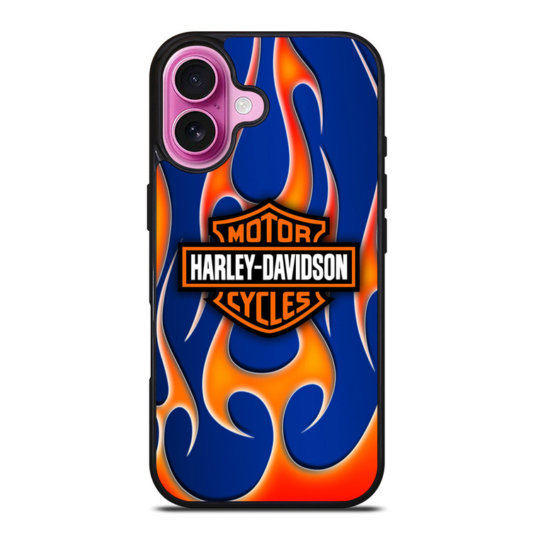 HARLEY DAVIDSON BLUE FLAME LOGO iPhone 16 Plus Case Cover