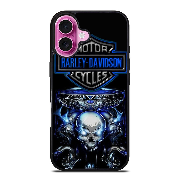 HARLEY DAVIDSON SKULL BLUE iPhone 16 Plus Case Cover