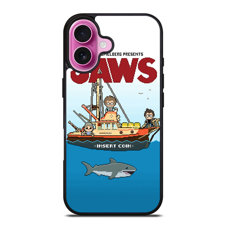 JAWS LOGO 8 BIT iPhone 16 Plus Case Cover