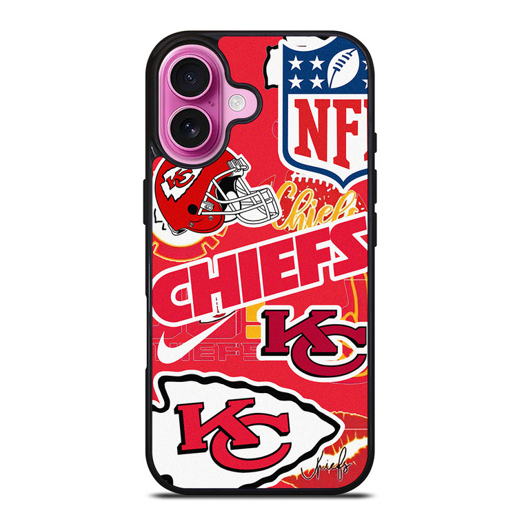 KANSAS CITY CHIEFS NFL STICKER BOMB iPhone 16 Plus Case Cover