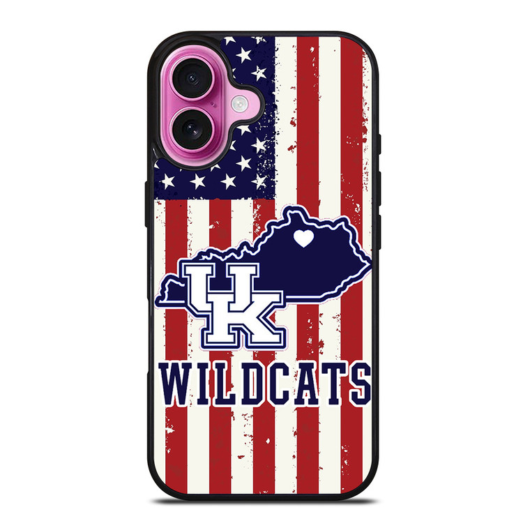 KENTUCKY WILDCATS AMERICAN FLAG iPhone 16 Plus Case Cover