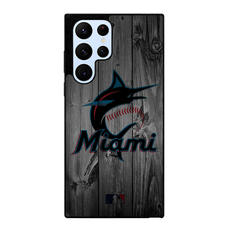 MIAMI MARLINS BASEBALL MLB WOOD LOGO Samsung Galaxy S22 Ultra Case Cover