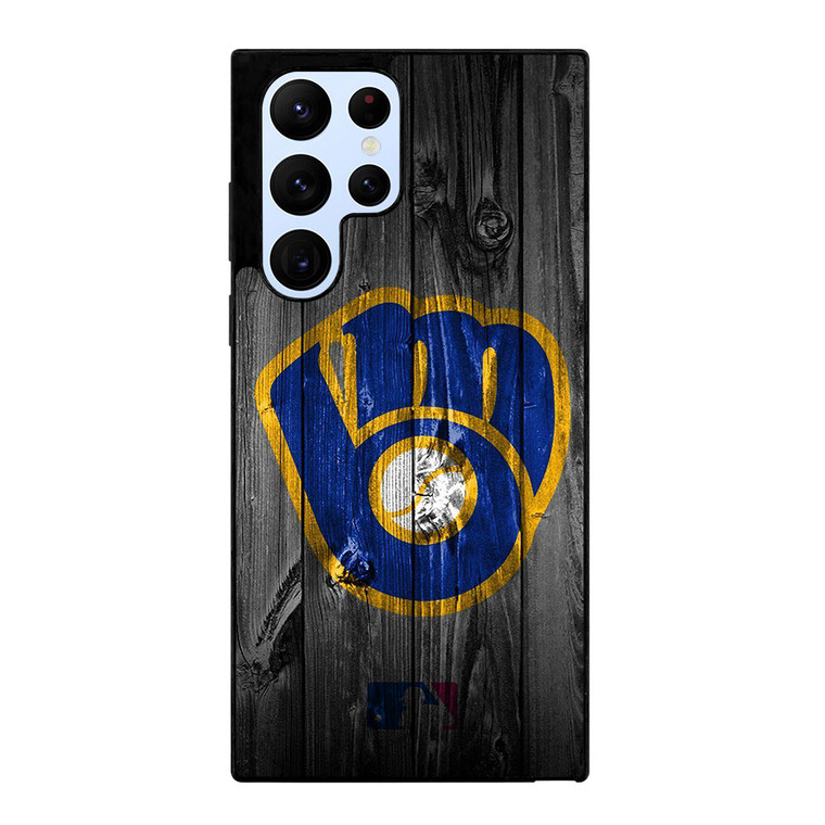 MILWAUKEE BREWERS MLB BASEBALL WOODEN LOGO Samsung Galaxy S22 Ultra Case Cover