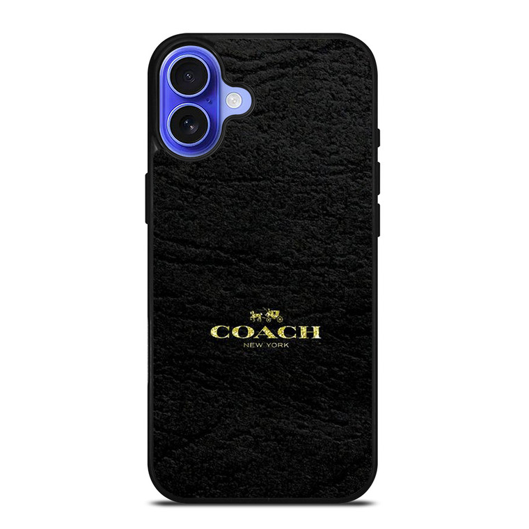COACH LOGO TEXTURE BLACK iPhone 16 Case Cover