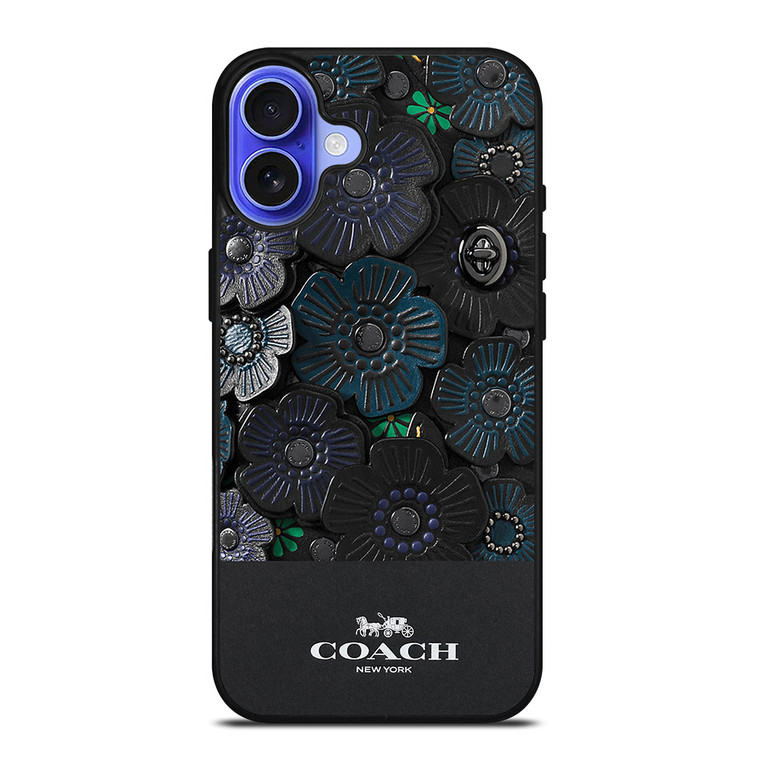 COACH NEW YORK BLACK TEA ROSE iPhone 16 Case Cover