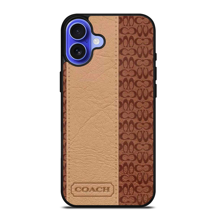 COACH NEW YORK BROWN LEATHER iPhone 16 Case Cover