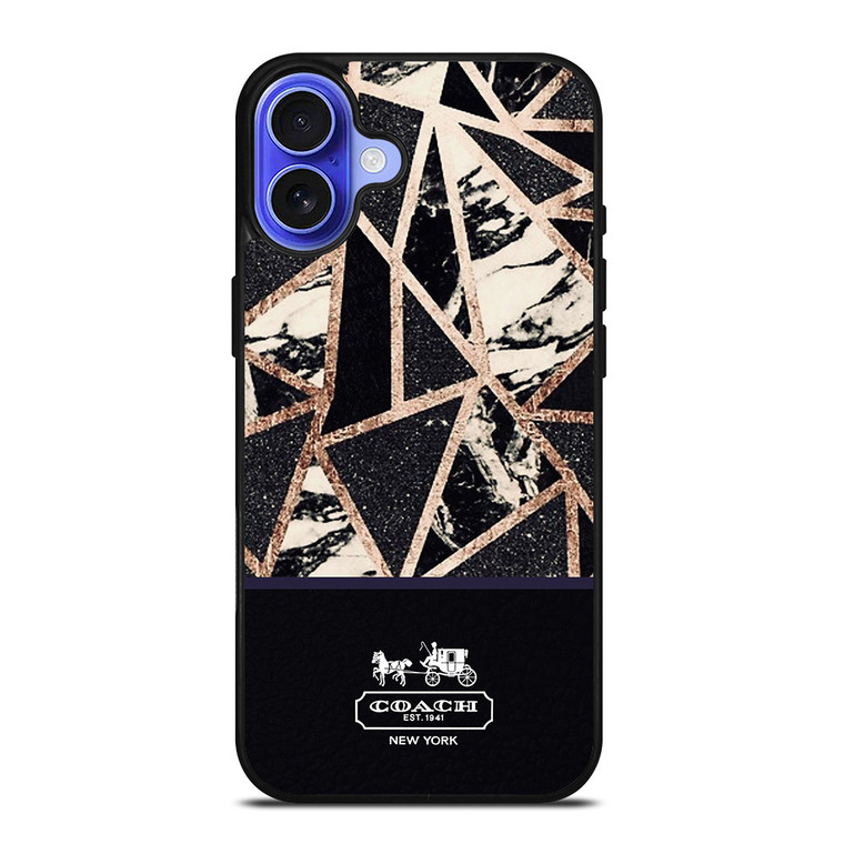 COACH NEW YORK GOLD BLACK TEXTURE iPhone 16 Case Cover