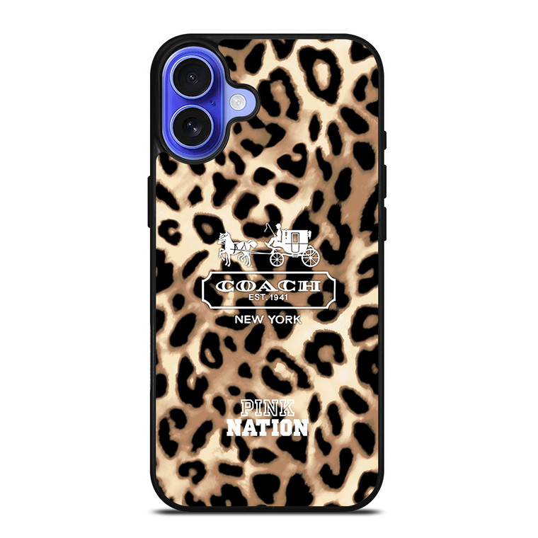 COACH NEW YORK PINK NATION LEPOARD iPhone 16 Case Cover
