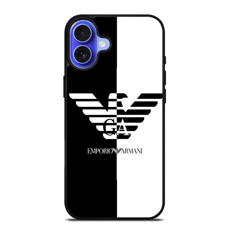 EMPORIO ARMANI WHITE BLACK iPhone 16 Case Cover