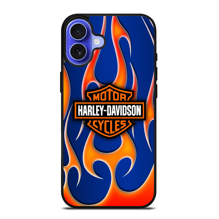 HARLEY DAVIDSON BLUE FLAME LOGO iPhone 16 Case Cover