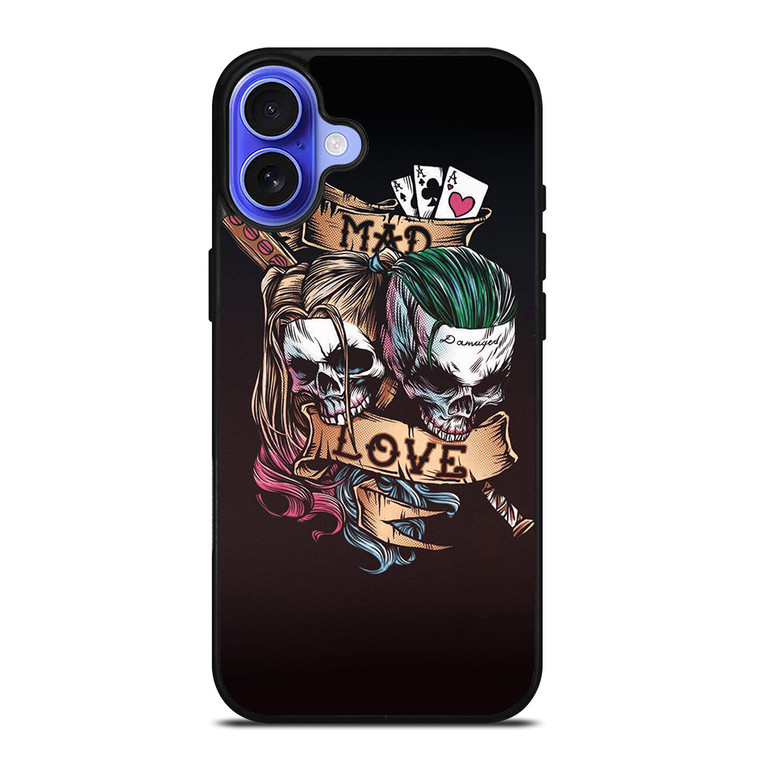 JOKER AND HARLEY QUINN SKULL iPhone 16 Case Cover