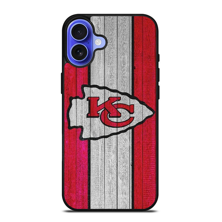 KANSAS CITY CHIEFS WOODEN LOGO iPhone 16 Case Cover