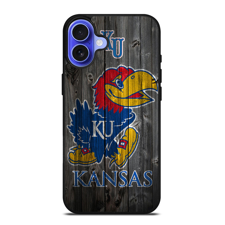 KANSAS JAYHAWKS WOODEN LOGO iPhone 16 Case Cover